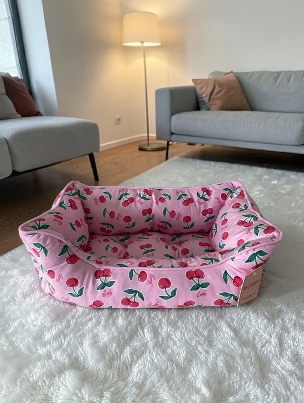 JUICY COUTURE Pink Cherry Print Pet Bed